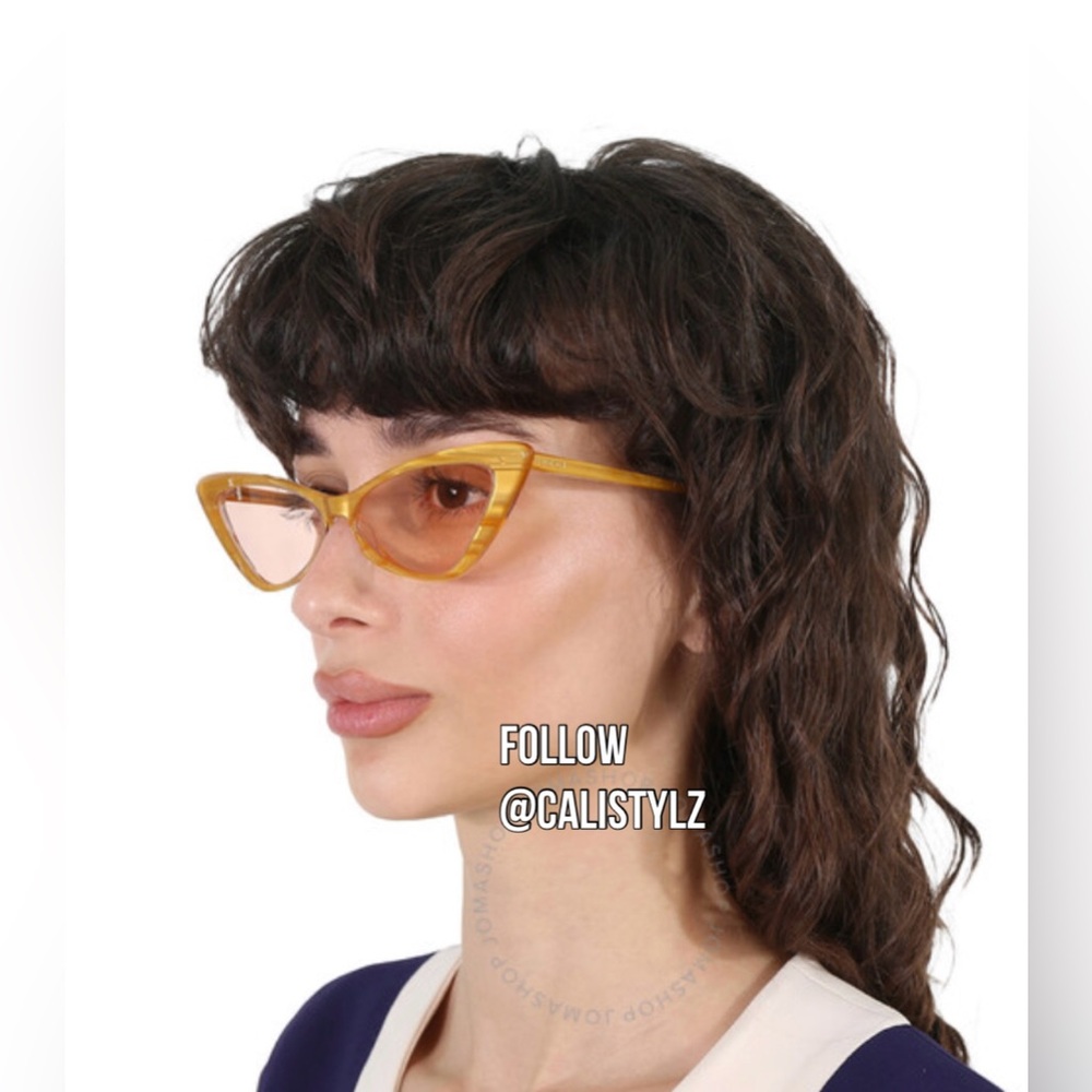 😎 New! Gucci Yellow Cat Eye Sunglasses - Picture 5 of 13